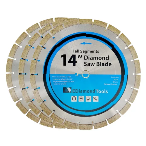 Vista 22 de Hoja de sierra segmentada de diamante de 4" para hormigón, ladrillo, bloque y mampostería Altura del segmento de 0.394 in, eje de 7/8"-5/8", grano