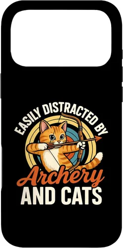 Vista 22 de Funny Cat Parent Gift Easily Distracted by Archery and Cats Case for iPhone 17