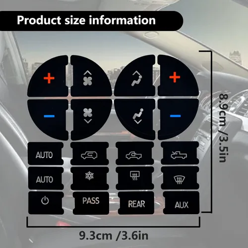 Vista 2 de 2 Paquetes Kit de Reparación de Botones del Tablero de CA Calcomanías Adhesivas - Compatible con Chevy, para Reparar Botones de Control de A/C