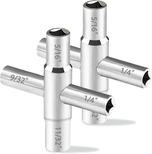 Vista 8 de Juego de llaves sillcock de 4 vías - 1/4", 9/32", 5/16", 11/32" llave de agua de sillcock de acero para válvula, grifo, gabinete de apertura