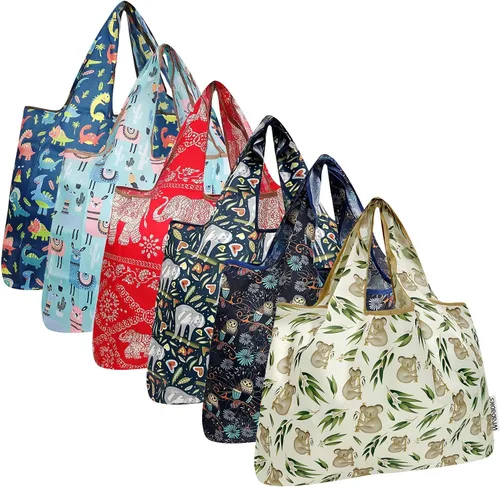 Vista 19 de allydrew Bolsas grandes plegables de nailon reutilizables para comestibles, paquete de 6