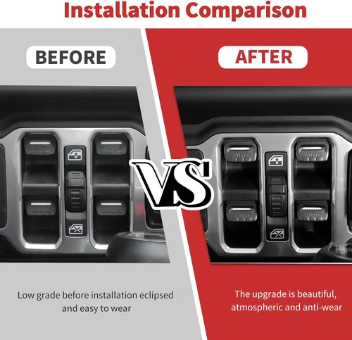 Vista 7 de Jimen Cubierta de botón de ventana para JL/JT, paquete de 4 cubiertas para interruptor de ventana trim accesorios interiores compatibles con Jeep
