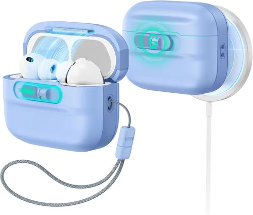 Vista 12 de ESR Funda para AirPods Pro (2023/2022/2019, 2ª/1ª generación), compatible con Airpods Pro 2 (cable USB-C/Lightning), listo para MagSafe, bloqueo