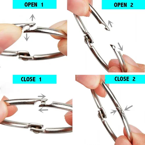 Vista 5 de Paquete de 40 anillos de carpeta de 1.5 pulgadas, anillos de hojas sueltas, anillos de libro, anillos de metal para llavero, anillos de metal