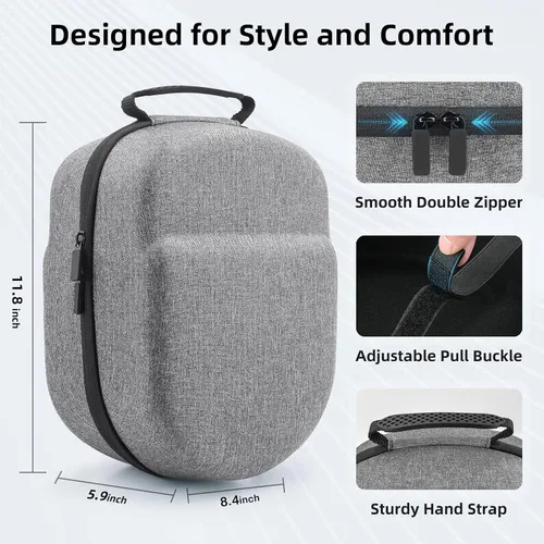 Vista 6 de Retear Estuche de transporte duro compatible con MetaOculus Quest 2 Elite Strap Versión de batería VR y accesorios de control táctil, funda portátil