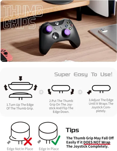 Vista 7 de ELETIUO Juego de 5 pares10 empuñaduras para el pulgar para Xbox Series XS, Xbox One, controlador de Xbox One XS, tapa de silicona antideslizante