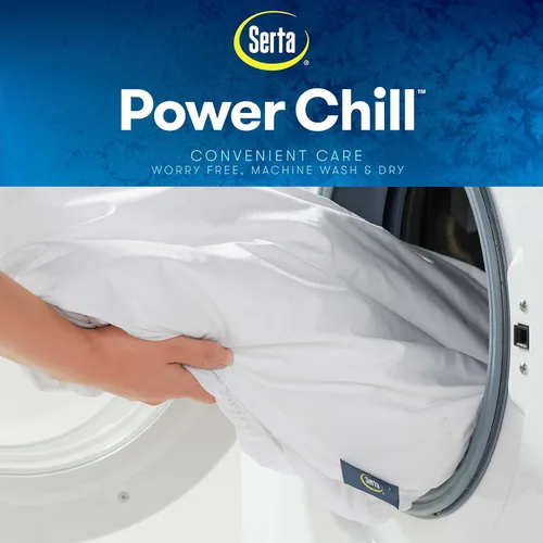 Vista 7 de Serta Power Chill - Funda de colchón impermeable, suave y transpirable, protector de colchón refrescante, bolsillo profundo elástico de 15 pulgadas