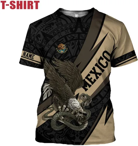 Vista 3 de Camisas mexicanas con nombre personalizado para hombres, camisas de México personalizadas para hombres, camisas de México para mujeres, camisa