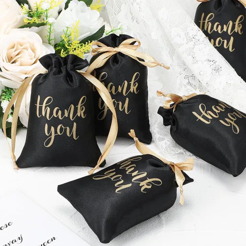 Vista 5 de Sieral 50 bolsas de regalo de satén con cordón para joyas, bolsas para dulces para el día del padre, boda, baby shower, despedida de soltera, fiesta