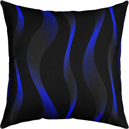 Vista 15 de Juego de 4 fundas de almohada geométricas a rayas de 16 x 16 pulgadas, fundas de almohada geométricas de rayas rojas, negras y grises para sofá
