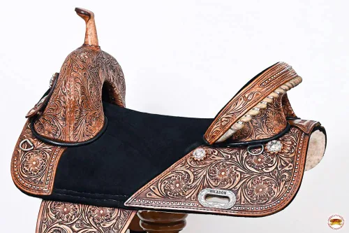 Vista 12 de HILASON Western Horse Treeless Trail Barrel Saddle American Leather Tan Horse Saddle Western Saddle Treeless Saddle Saddle for Horses
