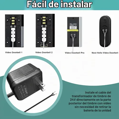 Vista 6 de Adaptador de corriente de timbre de 24 voltios - Adaptador de cable C de 16.4 pies, transformador de timbre compatible con Ring, Nest Hello, Wyze