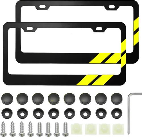 Vista 11 de YOSRTER 2 marcos de matrícula de aluminio para accesorios Dodge, marco de cubierta de matrícula, cubierta de matrícula mate, decoración delantera