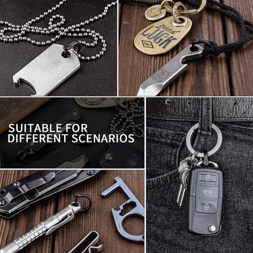Vista 5 de FEGVE Llavero pequeño de titanio con grillete de tornillo, llavero de automóvil resistente y fuerte mini anillos D de titanio -13 pulgadas0.354 in