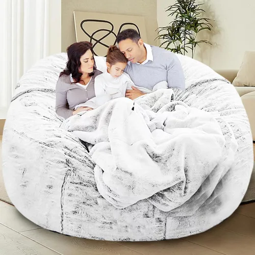 Vista 34 de HDMLDP - Funda de puf para niños y adultos, sin relleno, funda cómoda, esponjosa y redonda, para sofá tipo puf, para silla de lectura, silla de Gris