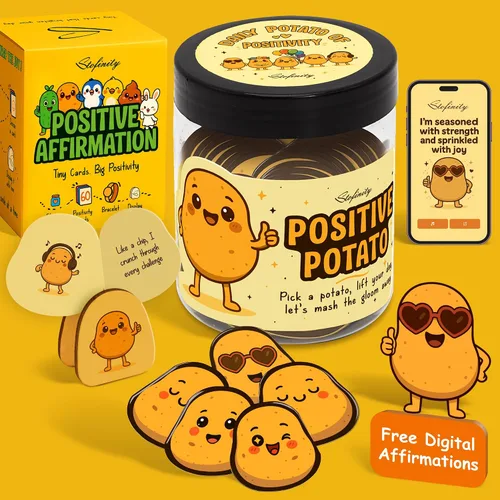 Vista 24 de Stofinity Tarro de 60 tarjetas de afirmación de pepinillos positivos – Regalo de aliento, positividad y apoyo emocional para niñas adolescentes