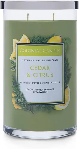 Vista 16 de Colonial Candle - Vela perfumada de frasco con aroma a agua de coco, colección clásica de cilindros, 2 mechas, azul, 19 onzas - hasta 120 horas
