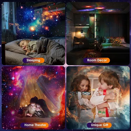 Vista 8 de Proyector Galaxy Pro para dormitorio, proyector de estrellas planetario 13 en 1 con sistema solar y constelación, proyector de luz de galaxia