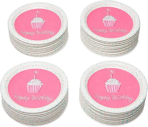 Vista 2 de American Greetings Suministros de fiesta de unicornio, platos de postre de papel (40 unidades)