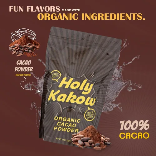 Vista 5 de Holy Kakow Cacao en polvo – Cacao en polvo orgánico, cacao, sin gluten, sin soja, vegano, de origen único, rico en antioxidantes, cacao crudo