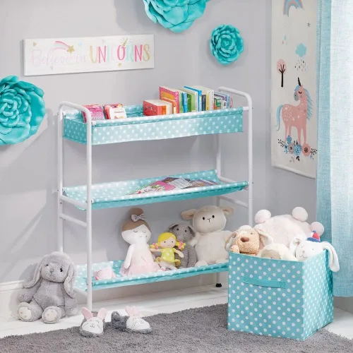 Vista 2 de mDesign Marco de metal de 3 niveles, carrito organizador vertical de almacenamiento de juguetes para dormitorio de niños/niños, sala de juguetes