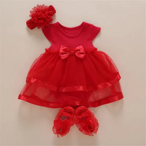 Vista 2 de Niyage Conjunto de ropa de bebé para niñas conjunto de mameluco de tutú para bebé trajes de fiesta