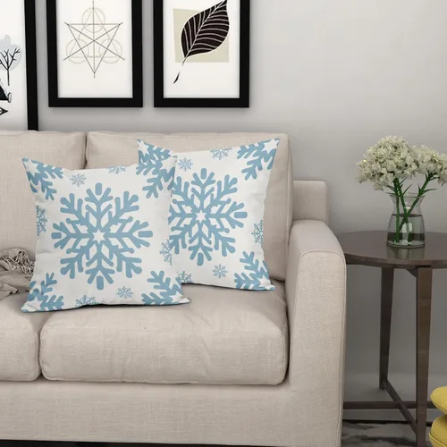 Vista 112 de Fundas de almohada decorativas de Navidad negras 40x40 cm con copos de nieve blancos de Navidad, juego de 2, temática rústica de invierno