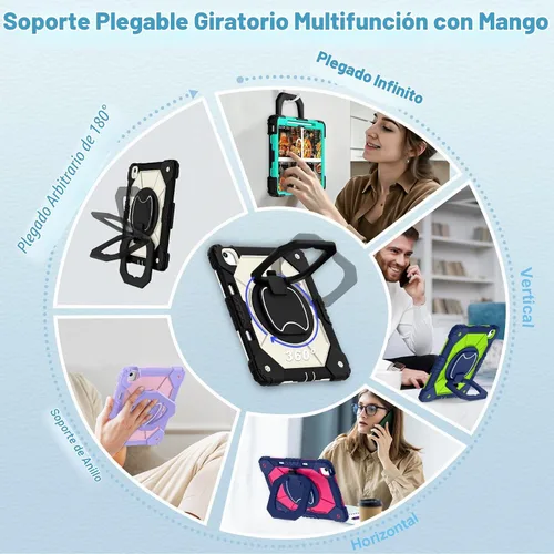 Vista 4 de WESOROL Funda para iPad Air de 13 pulgadas M4/M3/M2 2026/2025/2024 con soporte para lápiz, protector de pantalla, soporte giratorio de 360°, funda