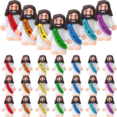 Vista 7 de Bememo 25 figuras de Jesús pequeñas figuras de Jesús, color blanco