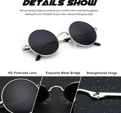 Vista 73 de CGID Gafas de sol unisex polarizadas redondas E01 Lennon