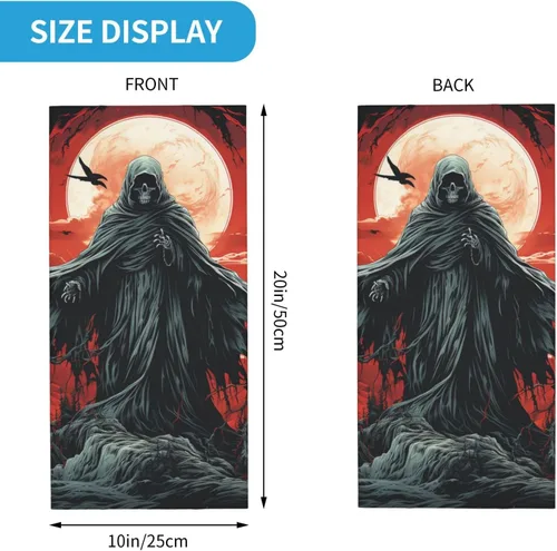 Vista 4 de CASGTNZ grim reaper skull skeleton angel red Neck Gaiter Face Cover Balaclava Gaiter Mask for Men Women Bandana for Motorcycle Cycling Riding Skiing