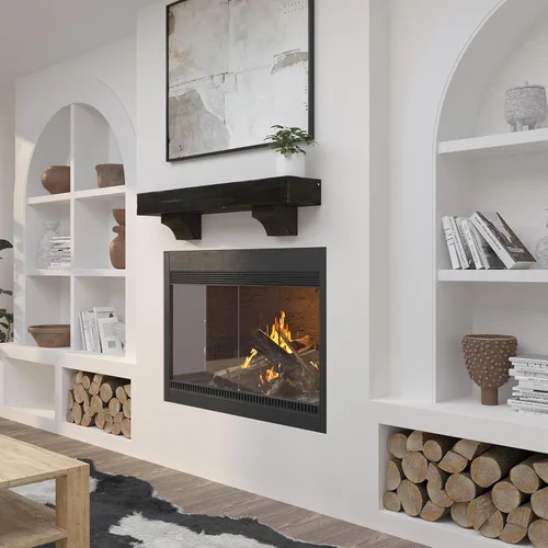 Vista 7 de Pearl Mantels ARYB6041220 Estante de madera de pino envejecido y acabado a mano con ménsulas opcionales incluidas, tostado oscuro envejecido, 60
