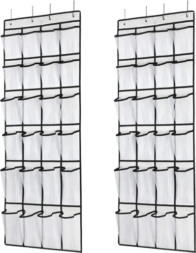 Vista 10 de SAVERHO Organizador colgante de zapatos, organizador de zapatos sobre la puerta con 24 bolsillos de malla transpirable para hombres, mujeres