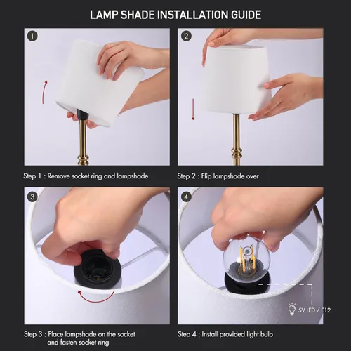 Vista 8 de O’Bright Seraph - Lámpara de mesa LED inalámbrica con regulador, batería recargable incorporada, 3 niveles de brillo, lámpara de mesa para patio