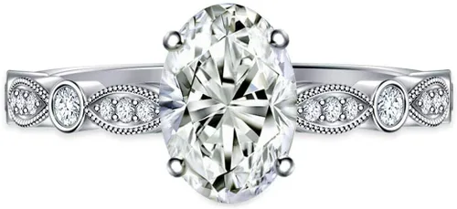 Vista 2 de RINGJEWEL Anillo de compromiso chapado en plata de moissanita blanca de corte ovalado para mujer