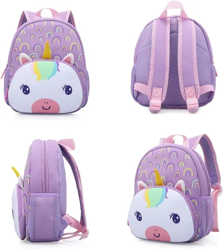 Vista 3 de Mochila impermeable para niños de 2 a 5 años, para el jardín de niños, mochila 3D de lindos dibujos animados, de neopreno, mochila de animales