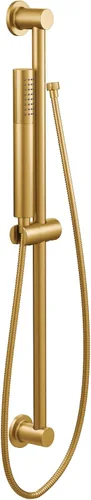 Vista 2 de Moen 3887EPBG - Ducha de mano moderna de rendimiento ecológico con barra deslizante de 30 pulgadas y manguera de metal de 69 pulgadas, color dorado
