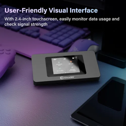 Vista 6 de GlocalMe DuoTurbo 4G LTE Hotspot WiFi portátil para viajes en más de 200 países, dispositivo de punto de acceso móvil con datos globales de 1.1GB