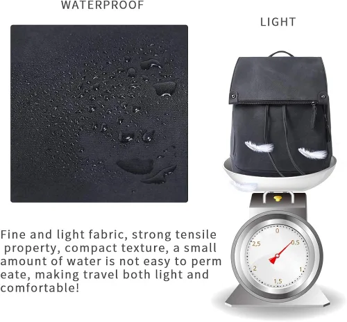 Vista 7 de Mochila para mujer, impermeable, antirrobo, ligera, de cuero PU y nailon, morral de viaje para mujer