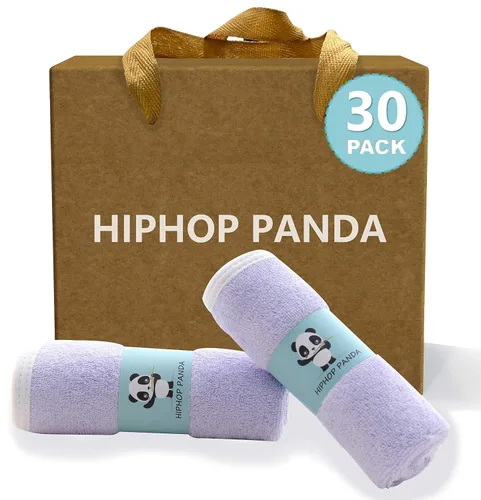 Vista 11 de HIPHOP PANDA Toallitas para bebé, rayón hecho de bambú - 2 capas ultra suaves y absorbentes, toallita facial de baño para recién nacidos - toallitas