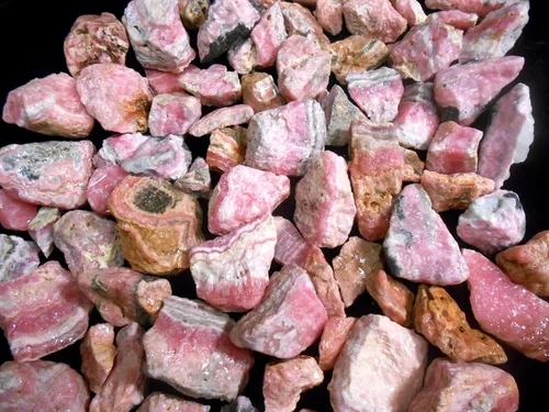 Vista 7 de Kit de recambio de gemas de vaso de roca original y rara Argentina con bandas de rodocrosita rosa áspera 4 onzas