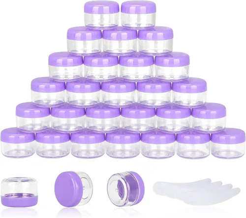 Vista 8 de 50 unidades de 5 gramos de envases de muestra, tarros vacíos de 5 ml con tapas, pequeños envases cosméticos, tarros de muestra mini con 4 cucharas