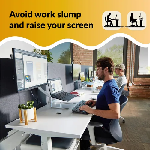 Vista 9 de OFFICE OWL Soporte de escritorio para laptop, ergonómico, portátil, elevador de computadora de aluminio para escritorio, soporte compatible