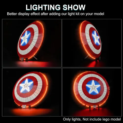 Vista 2 de Kit de luz LED para Lego Marvel Captain America's Shield 76262, kit de iluminación creativa compatible con Lego 76262 (solo luces, sin juego de Lego)