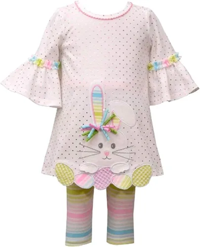 Vista 2 de Bonnie Jean Conjunto capri con dobladillo de huevo de Pascua para niñas