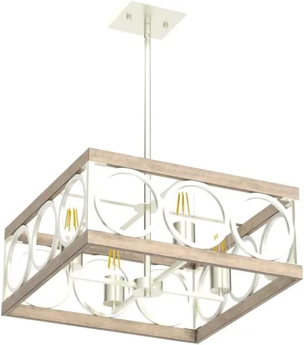 Vista 4 de XINGQI Candelabro moderno cuadrado de 17.7 pulgadas, 4 luces, lámpara colgante de granja para comedor, sala de estar, dormitorio, isla de cocina