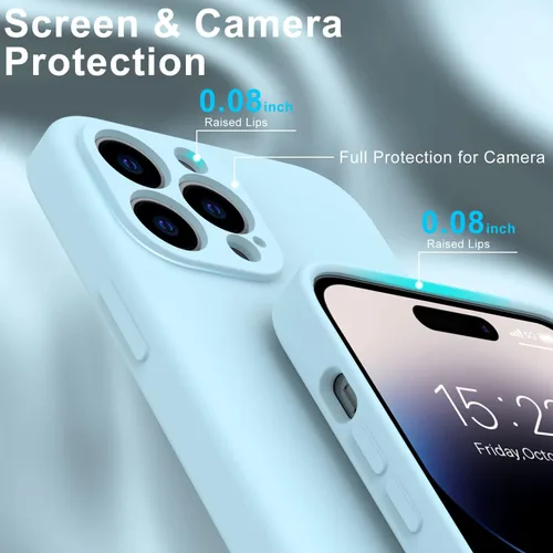 Vista 5 de DEENAKIN Funda para iPhone 14 Pro con protector de pantalla, cubierta de cámara mejorada, goma de gel de silicona suave probada contra caídas de 16