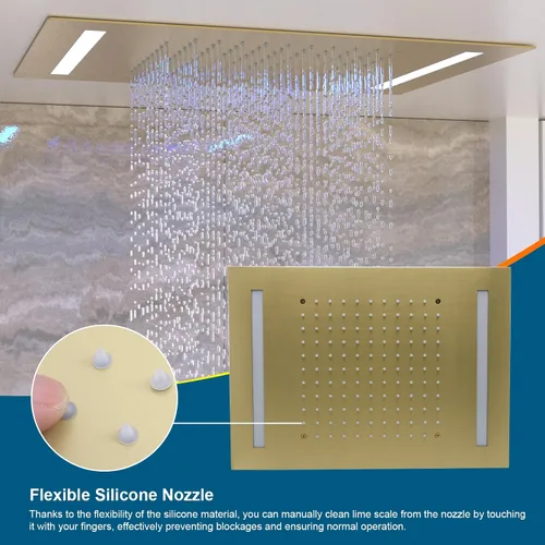 Vista 9 de ENGA - Sistema de ducha doble LED de lluvia, cabezal de ducha grande de 14 x 20 pulgadas + ducha de pared de 6 pulgadas, 4 chorros corporales