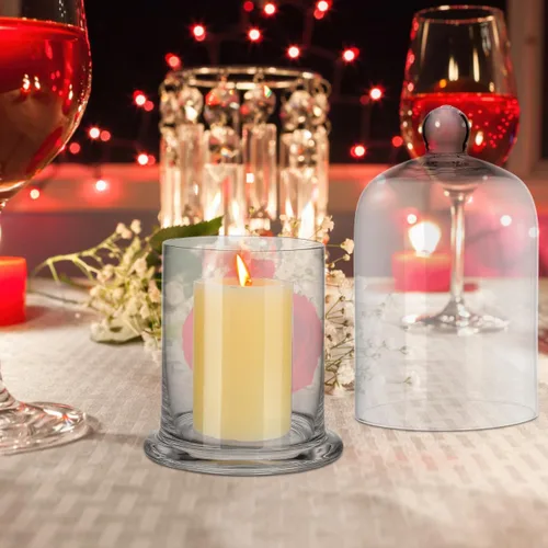 Vista 3 de EXCEART Juego de 2 velas de cristal transparente para decoración de boda, adorno transparente