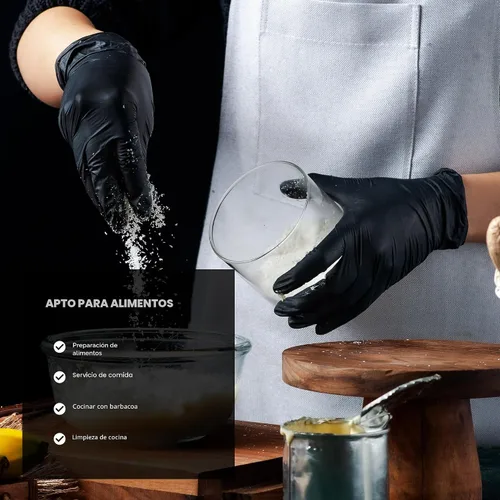 Vista 5 de TitanFlex Guantes desechables de nitrilo para examen, 6 mil, color negro, resistente, sin látex, aptos para alimentos para cocinar